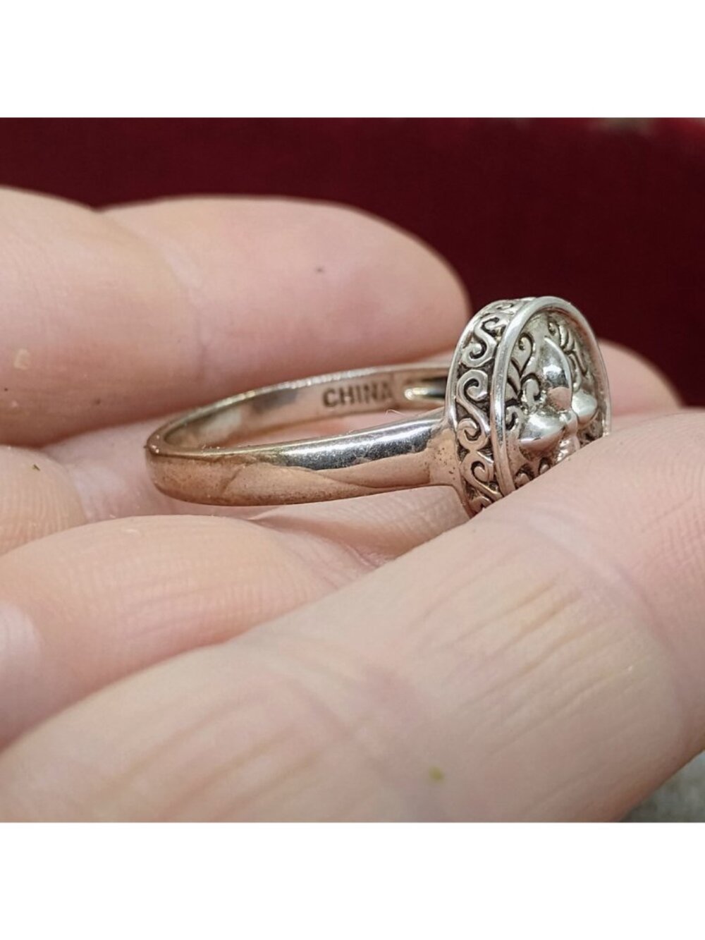 Celtic Inspired Sterling Silver Cross Signet Medallion Ring Size 10 - Picture 5 of 7